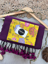 Dark Wine Handloom Cotton Saree With Flower Print Blouse
